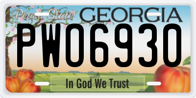 GA license plate PWO6930