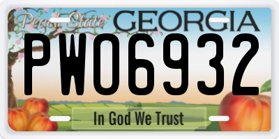 GA license plate PWO6932