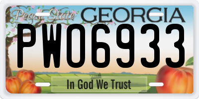 GA license plate PWO6933