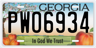 GA license plate PWO6934
