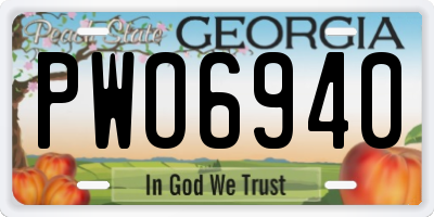 GA license plate PWO6940