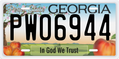 GA license plate PWO6944