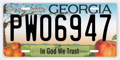 GA license plate PWO6947