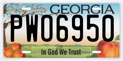 GA license plate PWO6950