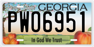 GA license plate PWO6951