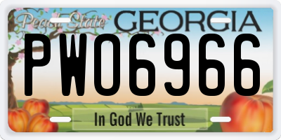 GA license plate PWO6966