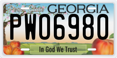 GA license plate PWO6980