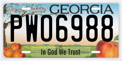 GA license plate PWO6988