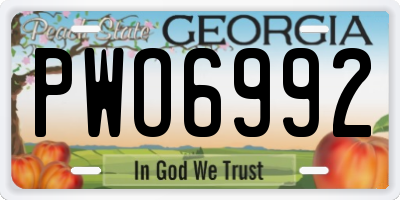 GA license plate PWO6992
