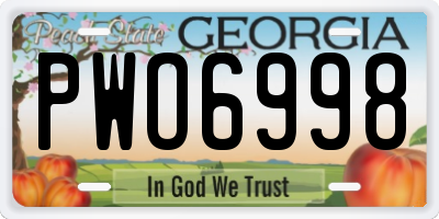 GA license plate PWO6998