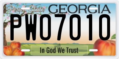 GA license plate PWO7010