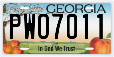GA license plate PWO7011