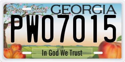 GA license plate PWO7015