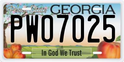 GA license plate PWO7025
