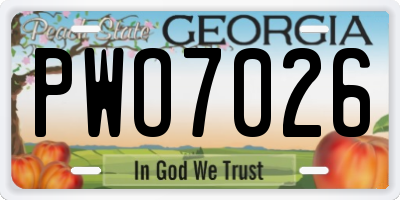 GA license plate PWO7026