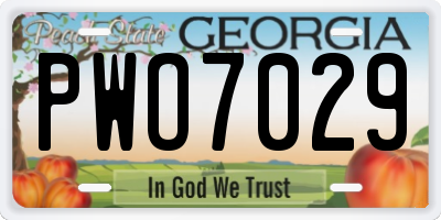 GA license plate PWO7029