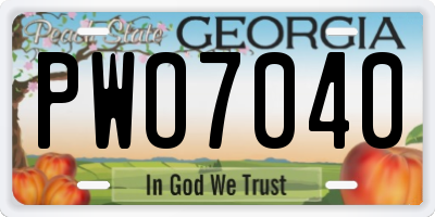 GA license plate PWO7040