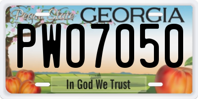 GA license plate PWO7050