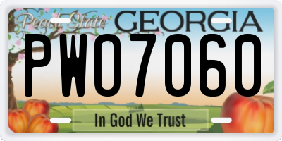 GA license plate PWO7060