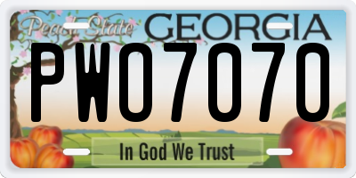 GA license plate PWO7070