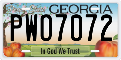 GA license plate PWO7072