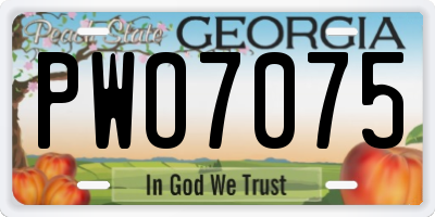 GA license plate PWO7075