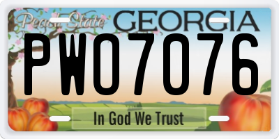 GA license plate PWO7076