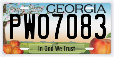 GA license plate PWO7083