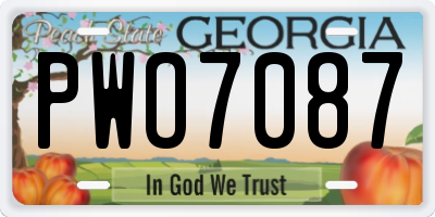 GA license plate PWO7087