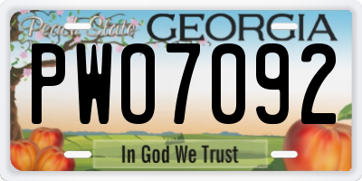 GA license plate PWO7092