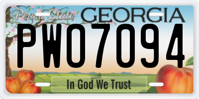 GA license plate PWO7094