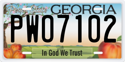 GA license plate PWO7102