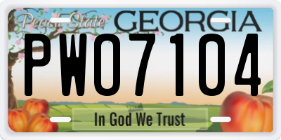 GA license plate PWO7104
