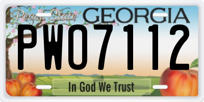 GA license plate PWO7112