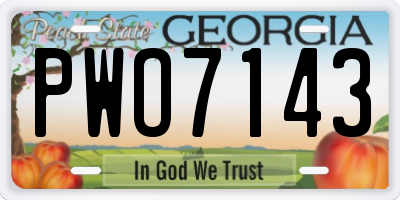 GA license plate PWO7143