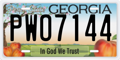 GA license plate PWO7144