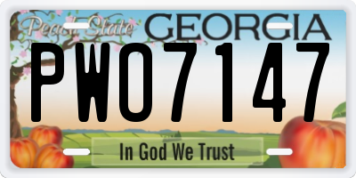 GA license plate PWO7147