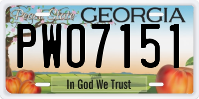GA license plate PWO7151