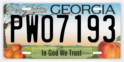GA license plate PWO7193