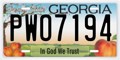 GA license plate PWO7194