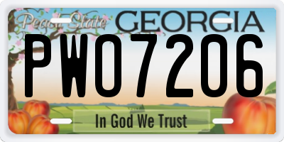 GA license plate PWO7206