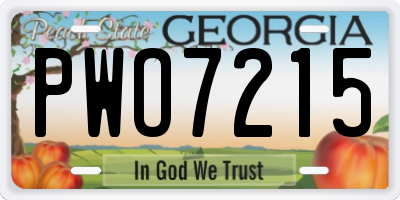 GA license plate PWO7215