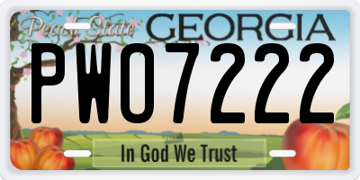GA license plate PWO7222