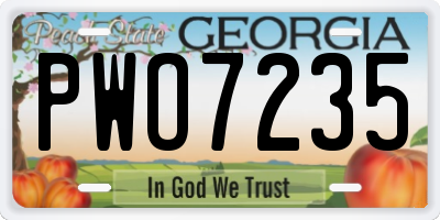 GA license plate PWO7235