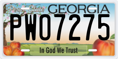 GA license plate PWO7275