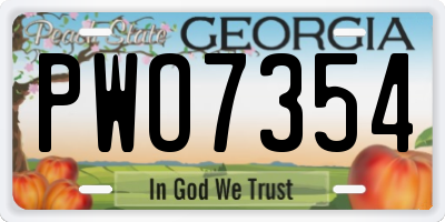 GA license plate PWO7354