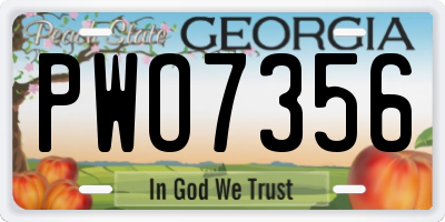GA license plate PWO7356