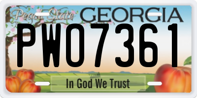 GA license plate PWO7361
