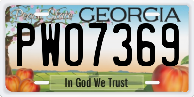 GA license plate PWO7369