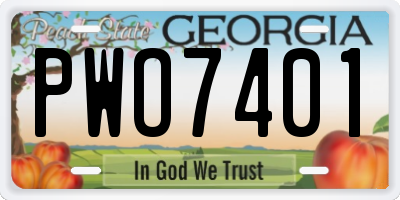 GA license plate PWO7401